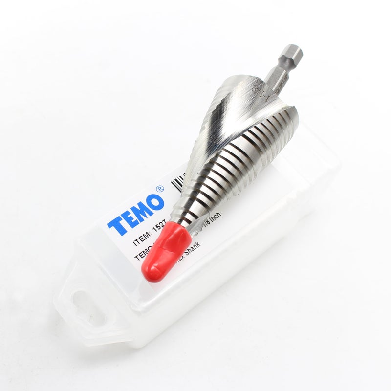 TEMO M35 Cobalt Step Drill Spiral Flute Unibit, Two Size: 7/8 Inch and 1-1/8 Inch, 1/4 Inch Hex Shank - Image 5